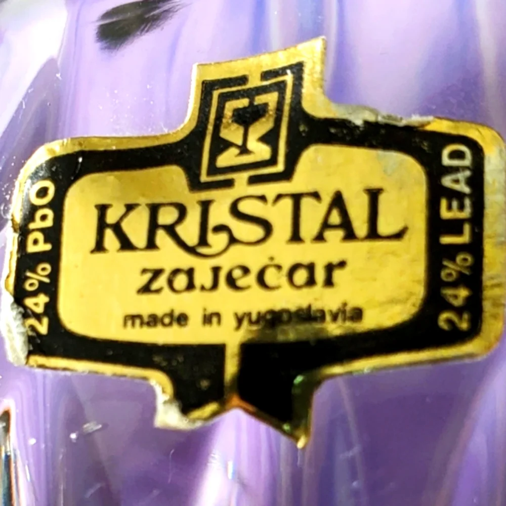 Vntg Lead Crystal 40oz Floral Pitcher by Kristal Zajecar made in Yugoslavia - Picture 4 of 16